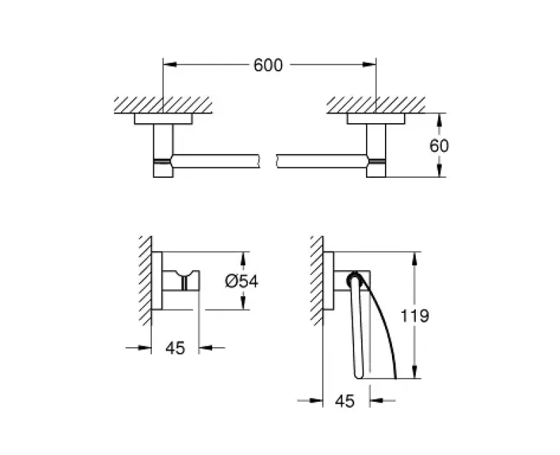 Vannas istabas aksesuāru komplekts Grohe Essentials, 3 daļu, hroms, 40775001 NEW
