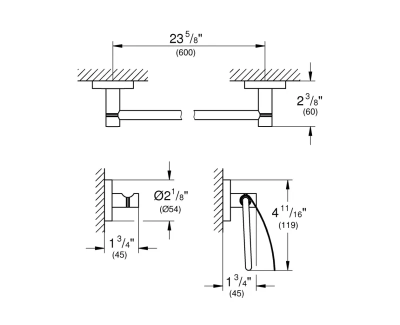 Vonios aksesuarų rinkinys Grohe Essentials, 3 dalių, supersteel, 40775DC1 NEW