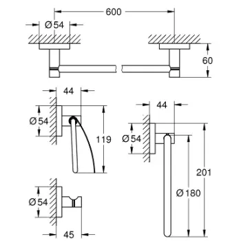 Vannas istabas aksesuāru komplekts Grohe Essentials, 4 daļu, hroms, 40776001 NEW