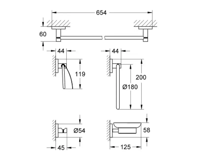 Vannas istabas aksesuāru komplekts Grohe Essentials, 5 daļu, hroms, 40344001 NEW