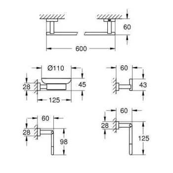 Vannas istabas aksesuāru komplekts Grohe Essentials Cube, 5 daļu, hroms, 40758001 NEW