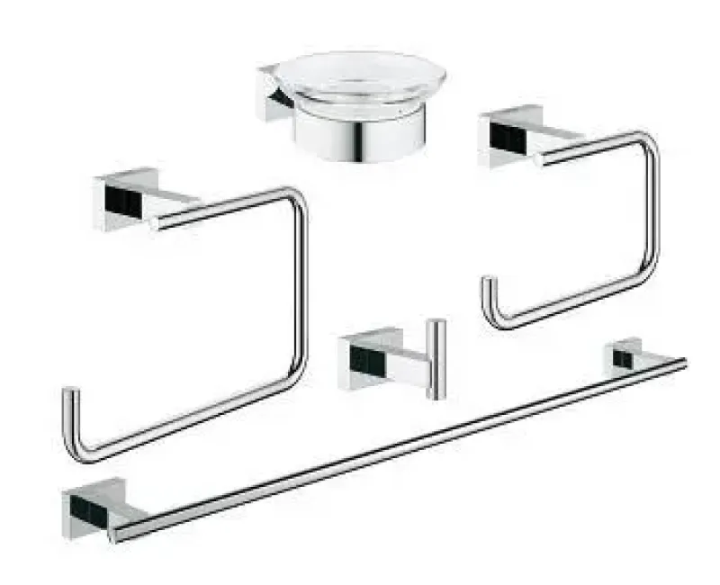 Комплект аксессуаров для ванной Grohe Essentials Cube, 5 предметов, хром, 40758001