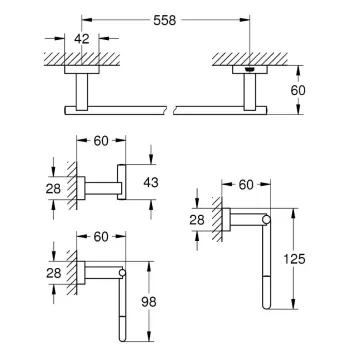 Vannas istabas aksesuāru komplekts Grohe Essentials Cube, hroms, 40778001 NEW