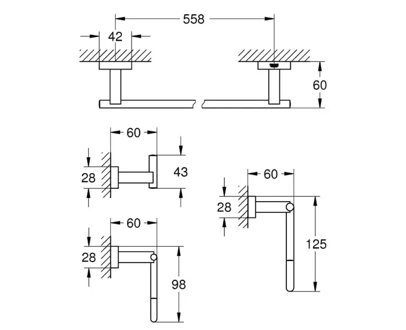 Vannas istabas aksesuāru komplekts Grohe Essentials Cube, hroms, 40778001 NEW