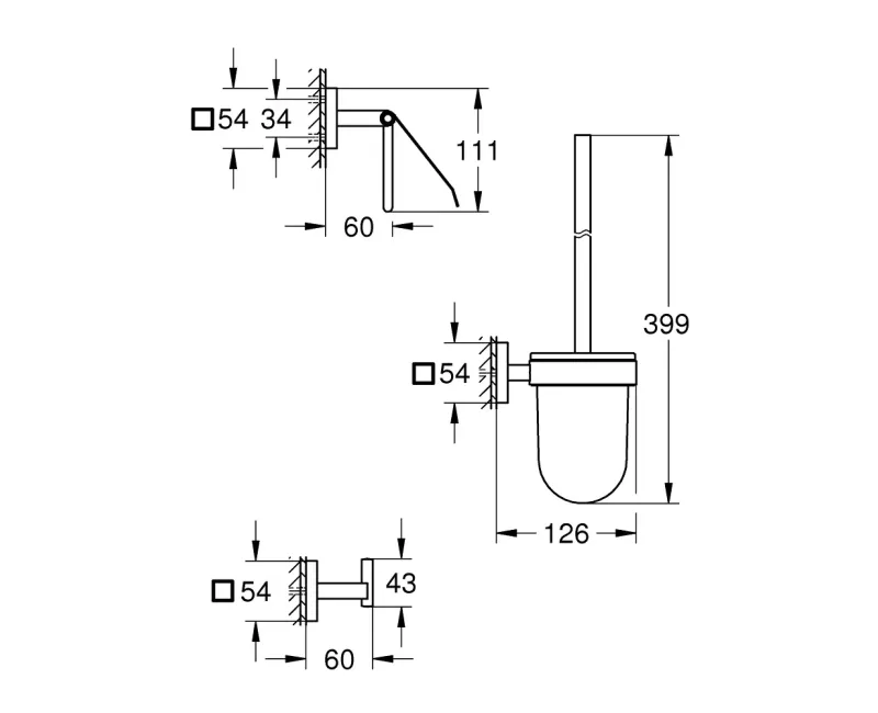 Vonios aksesuarų rinkinys Grohe QuickFix Start Cube, 3 dalių, chromas, 41123000 NEW