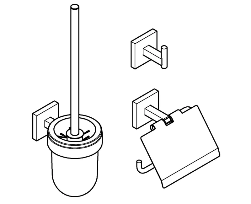 Vonios aksesuarų rinkinys Grohe QuickFix Start Cube, 3 dalių, supersteel, 41123DC0 NEW