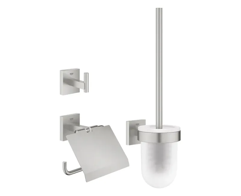 Vonios aksesuarų rinkinys Grohe QuickFix Start Cube, 3 dalių, supersteel, 41123DC0 NEW