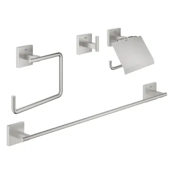 Vonios aksesuarų rinkinys Grohe QuickFix Start Cube, 4 dalių, supersteel, 41115DC0 NEW