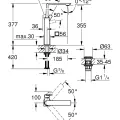 Vannas istabas izlietnes maisītājs Grohe Allure, ar Push-Open izplūdi, Hard Graphite, 23403A01 NEW