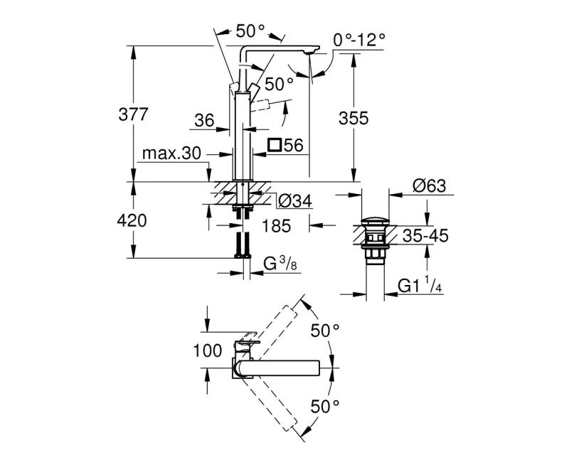 Vannas istabas izlietnes maisītājs Grohe Allure, ar Push-Open izplūdi, hroms, 23403001 NEW