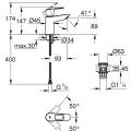 Смеситель для раковины Grohe BauLoop, с Push-Open сливом, хром, 23883001