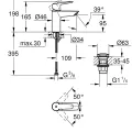 Vannas istabas izlietnes maisītājs Grohe QuickFix Start, ar Push-Open izplūdi, matēts melns, 235502432 NEW