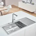 Virtuvinė kriauklė Grohe K1000, su vožtuvu, matinė nerūdijančio plieno, 52 cm, 31581SD1 NEW