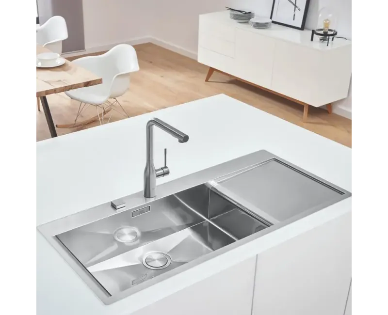 Virtuvinė kriauklė Grohe K1000, su vožtuvu, matinė nerūdijančio plieno, 52 cm, 31581SD1 NEW