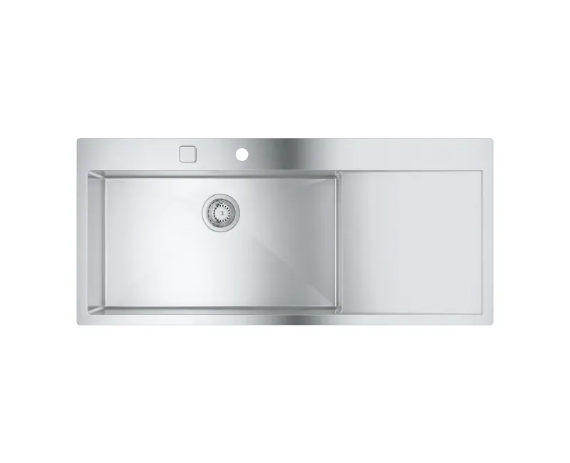Virtuvinė kriauklė Grohe K1000, su vožtuvu, matinė nerūdijančio plieno, 52 cm, 31581SD1 NEW
