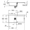Кухонная мойка Grohe K500, с клапаном 100x50 см, гранит черный, 31645AP0