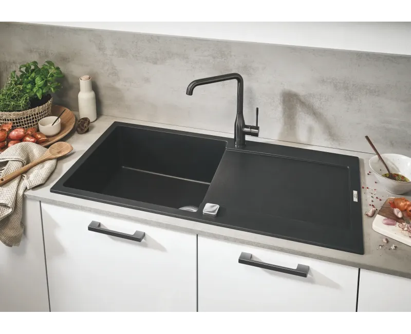 Кухонная мойка Grohe K500, с клапаном 100x50 см, гранит черный, 31645AP0