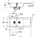 Virtuves izlietne Grohe K500, ar vārstu 116x50 cm, granīta melna, 31647AP0 NEW