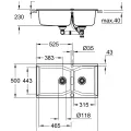 Кухонная мойка Grohe K700, с отводом, 90x50 см, гранит черный, 31658AP0