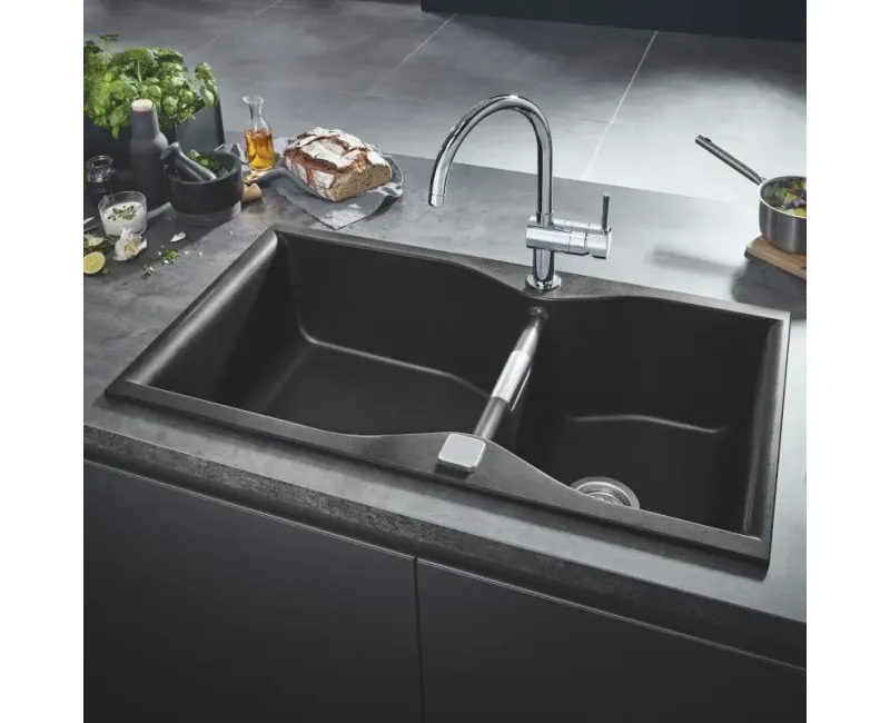 Кухонная мойка Grohe K700, с отводом, 90x50 см, гранит черный, 31658AP0