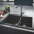 Virtuves izlietne Grohe K700, ar vārstu, 84x56, granīta melnā, 31657AP0 NEW