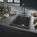 Virtuvės kriauklė Grohe K700, su vožtuvu granitinėje juodoje, 40x50 cm, 31650AP0 NEW