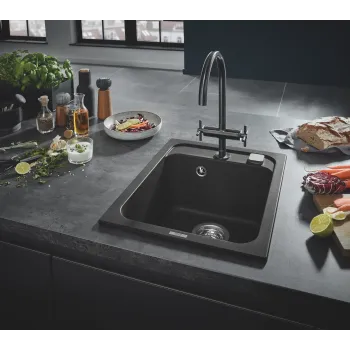 Кухонная мойка Grohe K700, с клапаном, гранит черный, 40x50 см, 31650AP0