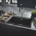 Virtuves izlietne Grohe K700, ar vārstu, granīta melnā, 78x51 cm, 31652AP0 NEW
