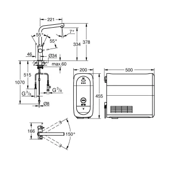 Virtuves izlietnes maisītājs Grohe Blue Home, ar dzesētāju un filtrēšanas funkciju, matēta Warm Sunset, 31454DL1 NEW