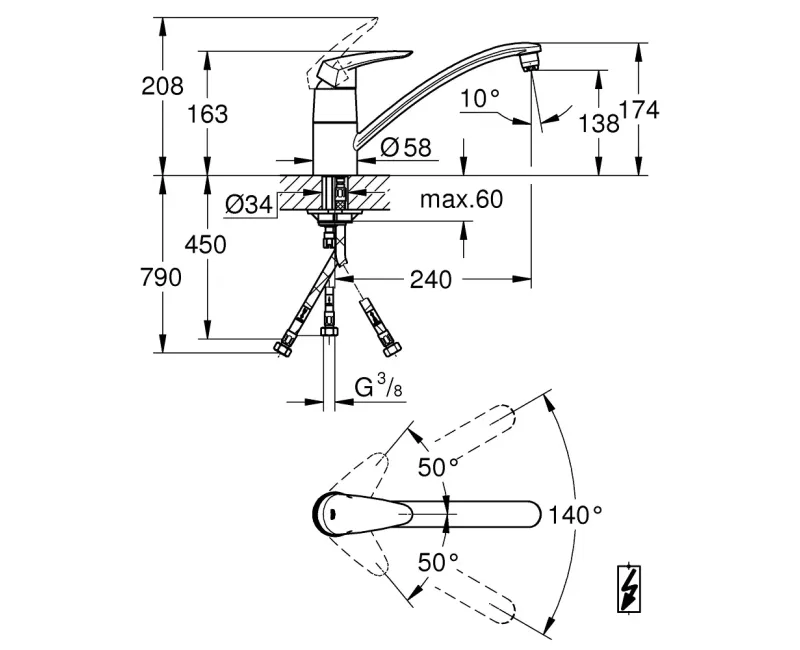 Virtuves izlietnes maisītājs Grohe Eurodisc, hroms, 33771001 NEW