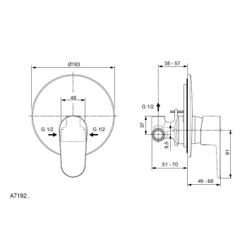 Смеситель для душа Ideal Standard Cerafine O, встраиваемый, матовый черный, A7349XG
