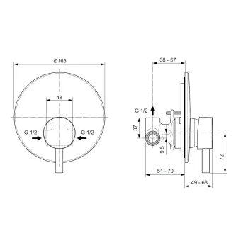 Смеситель для душа Ideal Standard CeraLine, встраиваемый, матовый черный, A6940XG
