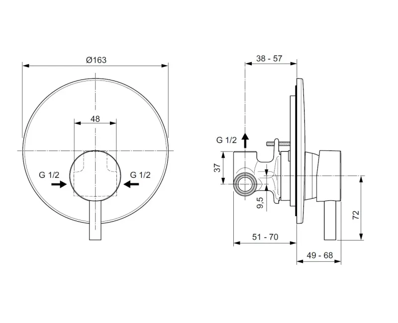 Смеситель для душа Ideal Standard CeraLine, встраиваемый, матовый черный, A6940XG