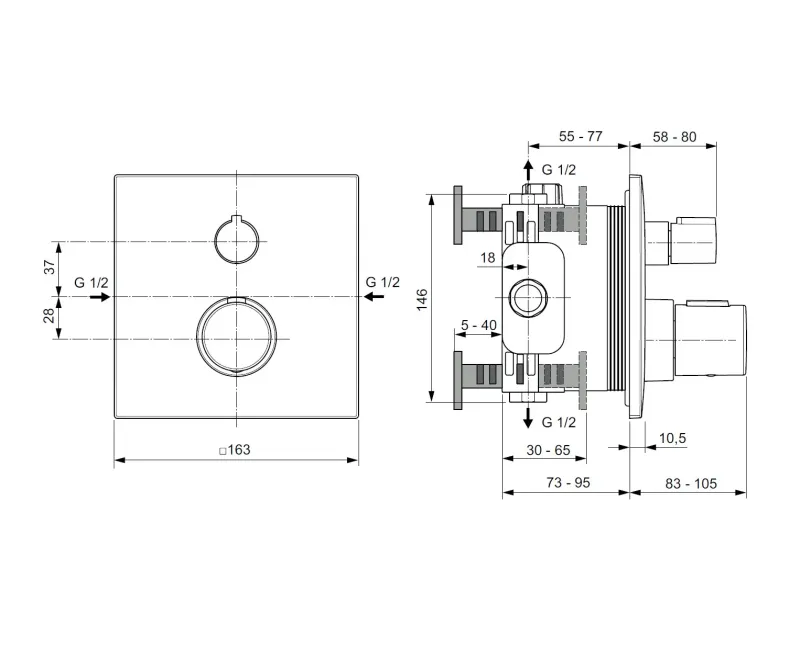 Смеситель для душа Ideal Standard CeraTherm, с термостатом, матовое золото, A6956A2