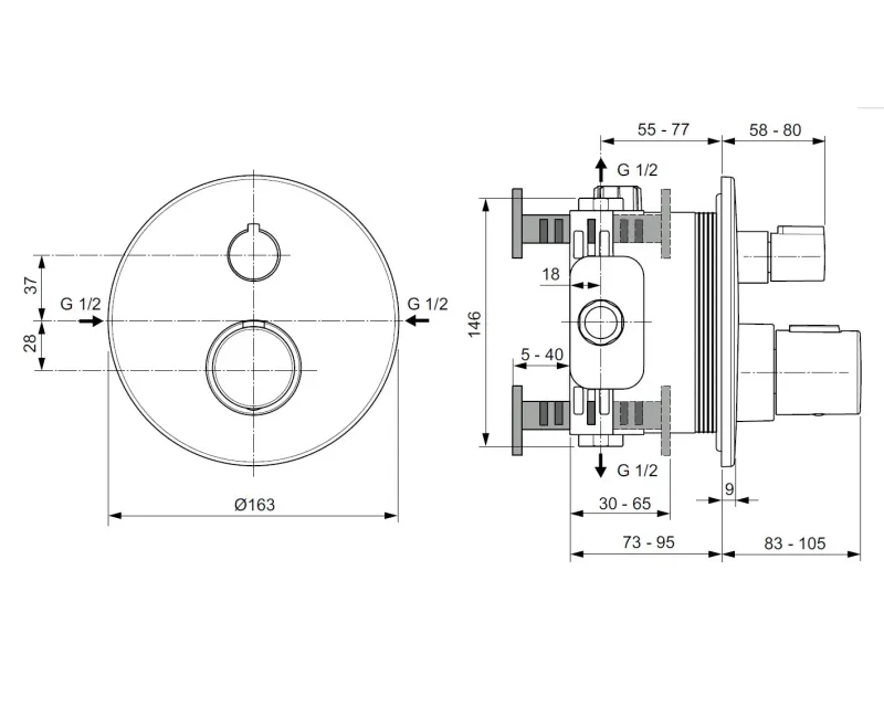 Смеситель для душа Ideal Standard CeraTherm, с термостатом, матовое золото, A5813A2