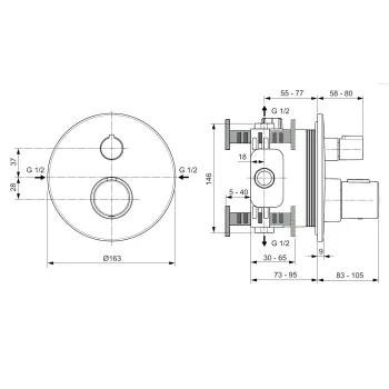 Смеситель для душа Ideal Standard CeraTherm, с термостатом, Magnetic Grey, A5813A5