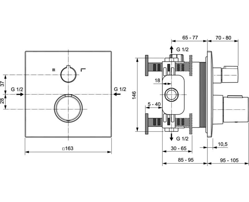 Термостатический смеситель Ideal Standard CeraTherm, на 2 устройства, черный, A7523XG