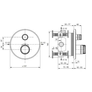 Смеситель для душа Ideal Standard CeraTherm Navigo, с термостатом, Silver Storm, A7295GN