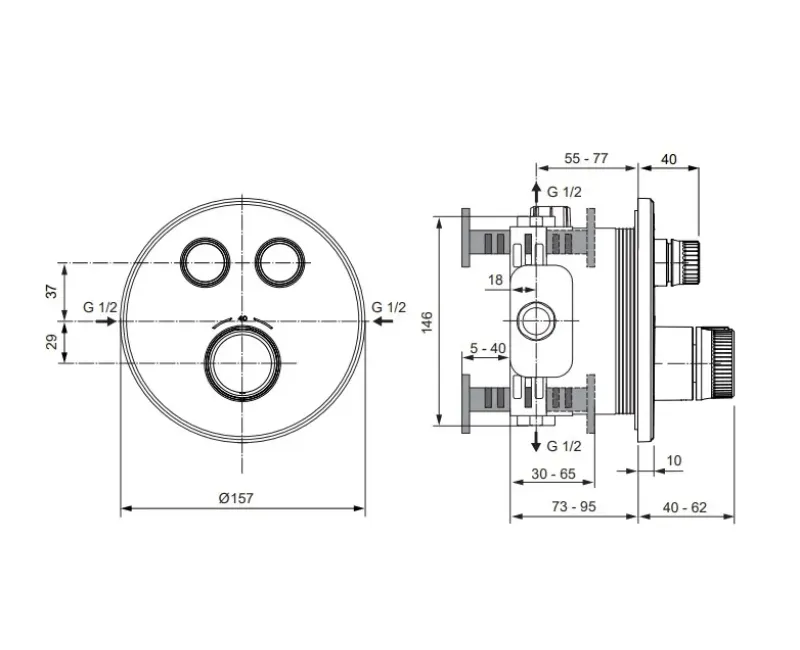 Смеситель для душа Ideal Standard CeraTherm Navigo, с термостатом, матовое золото, A7296A2