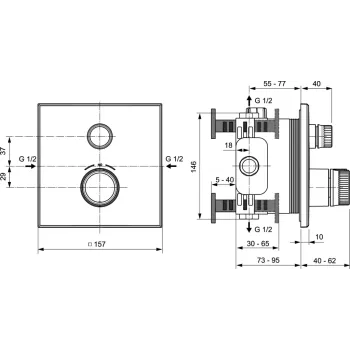 Смеситель для душа Ideal Standard CeraTherm Navigo, с термостатом, матовое золото, A7301A2