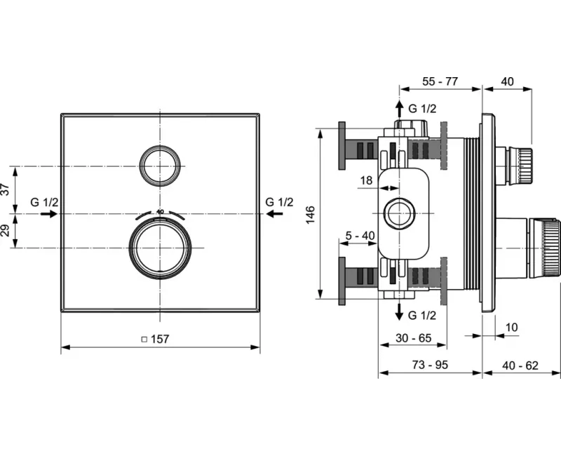 Смеситель для душа Ideal Standard CeraTherm Navigo, с термостатом, хром, A7301AA