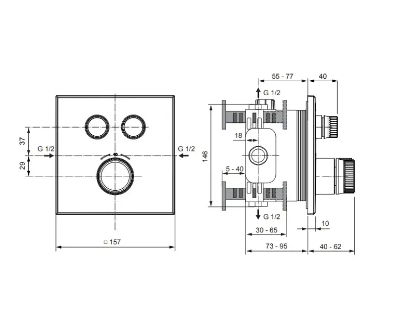 Смеситель для душа Ideal Standard CeraTherm Navigo, с термостатом, Silver Storm, A7302GN