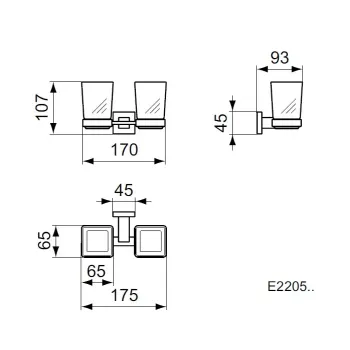Zobu birstes turētājs Ideal Standard IOM Square, matēts stikls/hroms, E2205AA