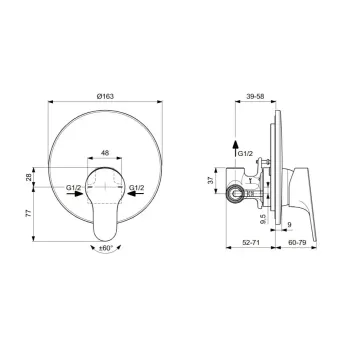 Смеситель для душа Ideal Standard Cerabase, встраиваемый, хром, A7392AA