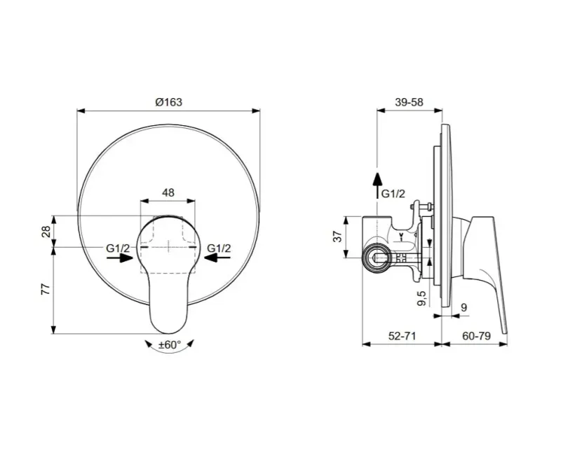 Смеситель для душа Ideal Standard Cerabase, встраиваемый, хром, A7392AA