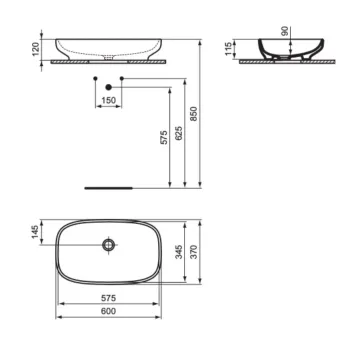 Раковина Ideal Standard i.Life B, 60x37 см, без перелива, белая, T508701