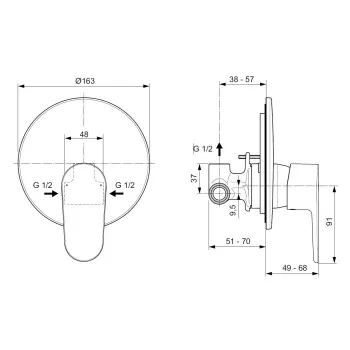 Смеситель для душа Ideal Standard Cerafine O, с встроенной частью, розовый, A7192RO