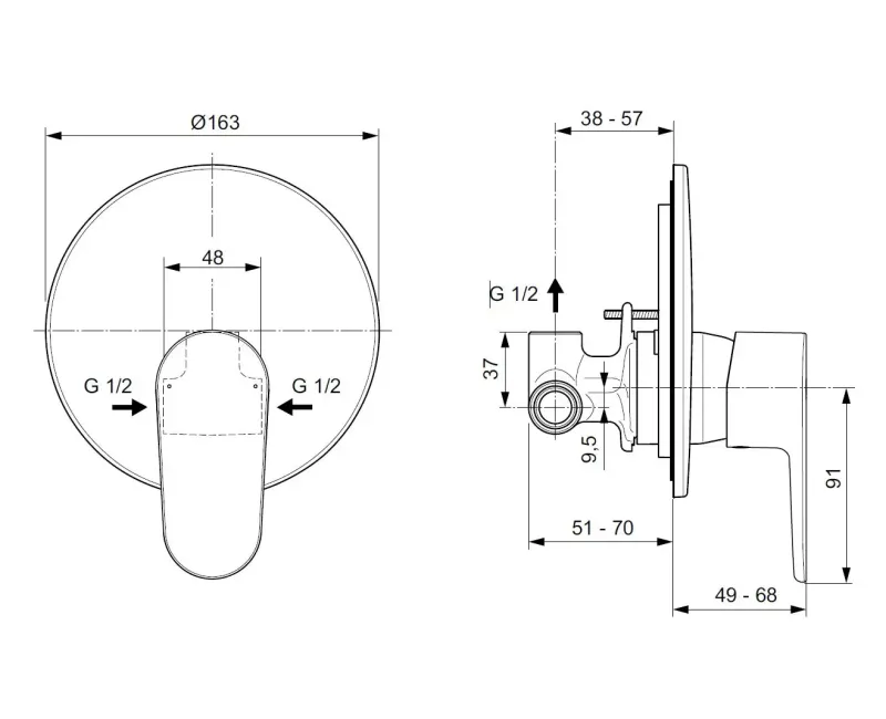 Смеситель для душа Ideal Standard Cerafine O, с встроенной частью, розовый, A7192RO