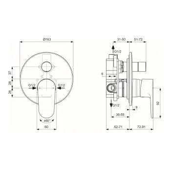 Смеситель для душа Ideal Standard Cerafine O, с встраиваемым телом, розовый, A7193RO