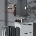Зеркало для ванной Ideal Standard ALU+, с двойным держателем для полотенец и стаканом для зубных щеток, розовое, BD588RO
